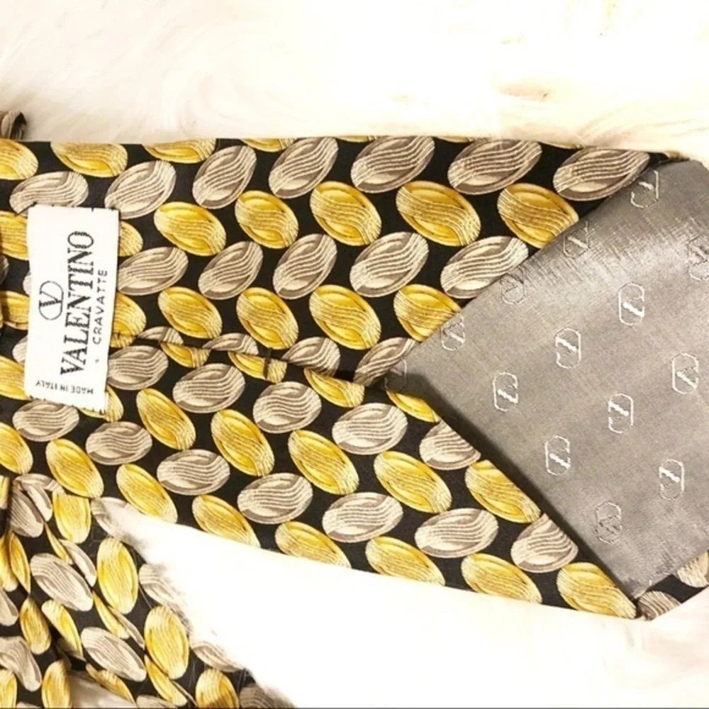 VALENTINO GOLD PRINT BUSINESS CAREERWEAR OFFICE WEDDING GUEST NECKTIE